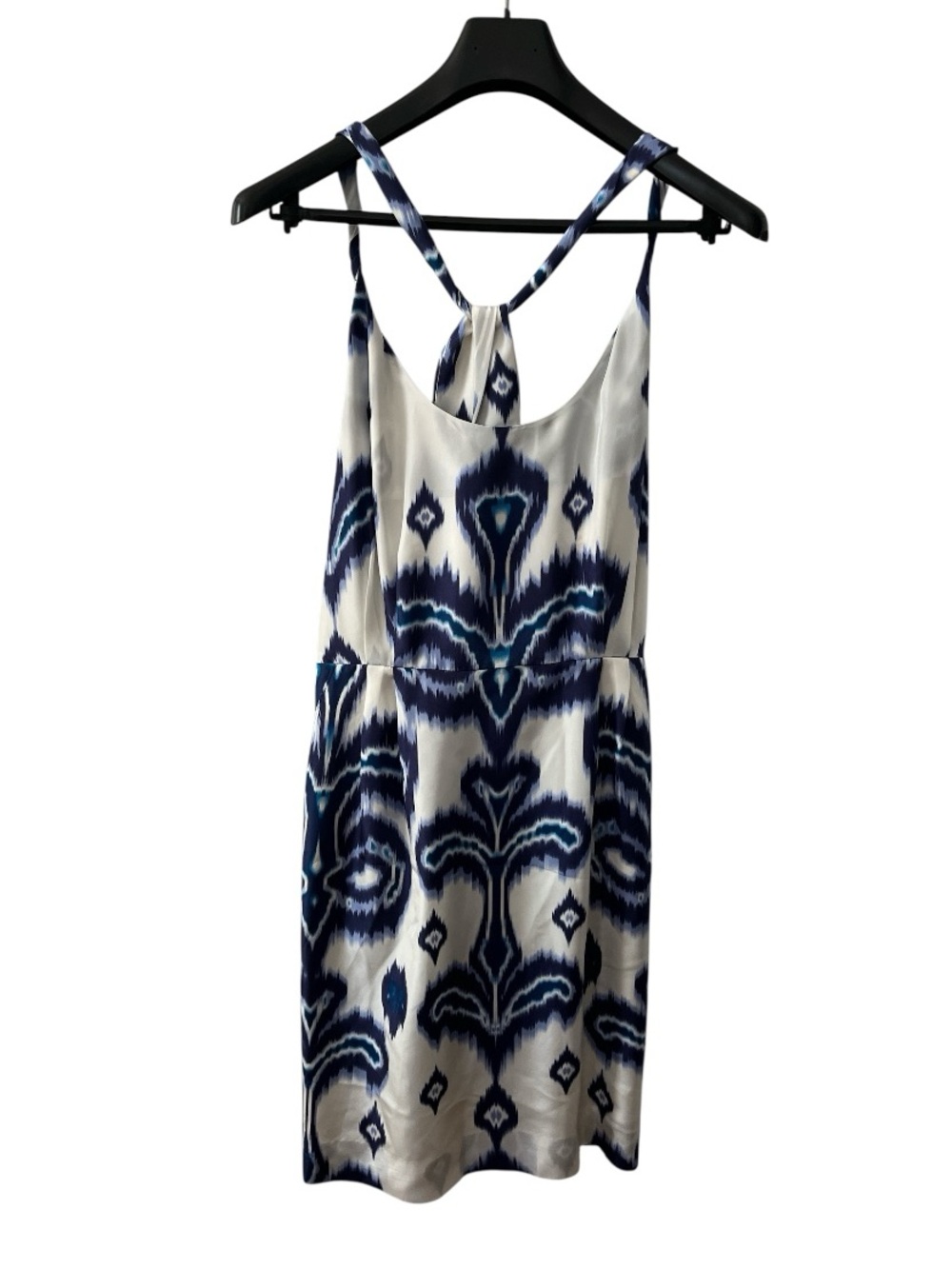 Banana Republic White Silk Dress with Navy Ikat Motif size 12 - Picture 2 of 6